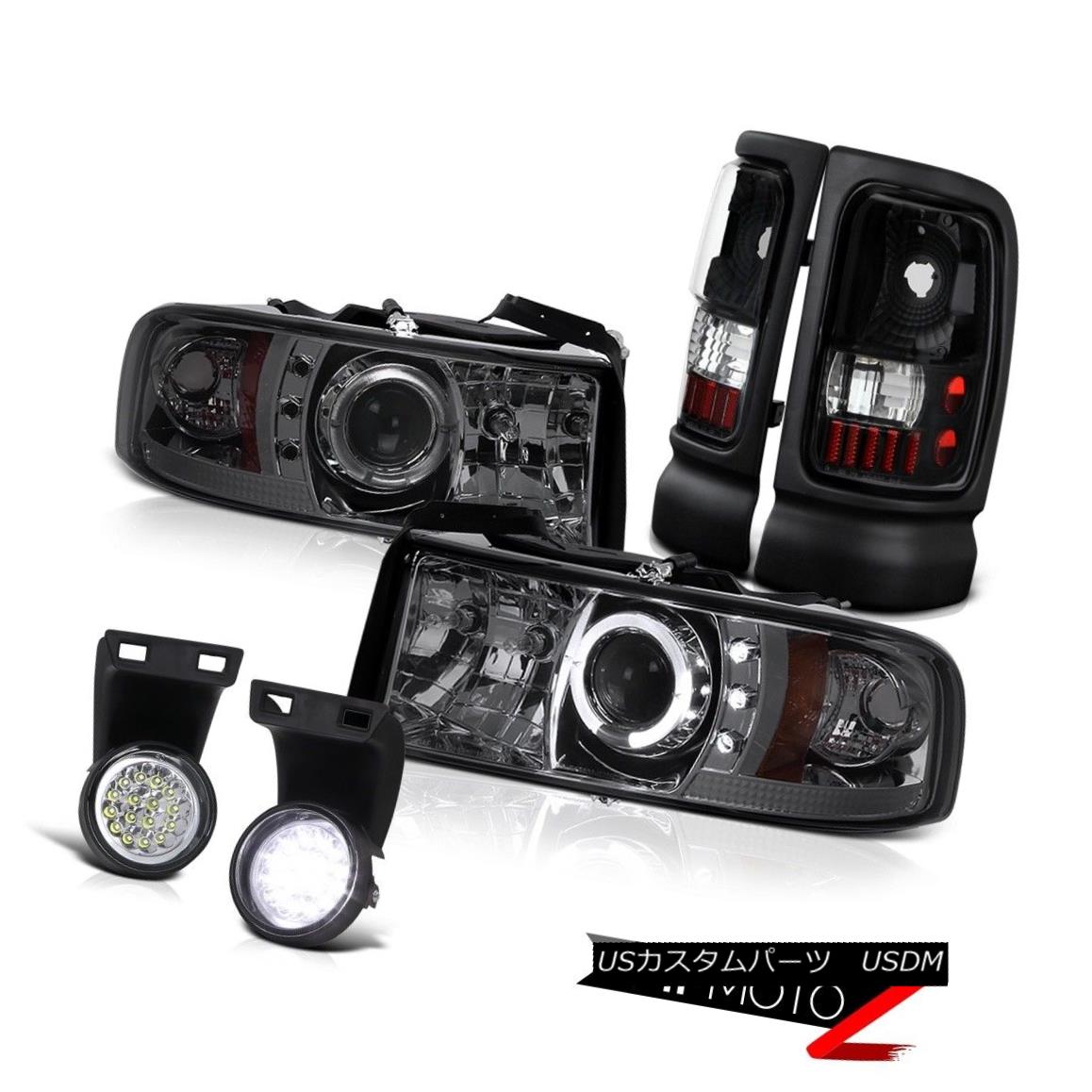 スモークヘッド 18 ヘッドライト 1994 1995 1996 1997 Dodge Ram Smoke Head Lights Black LED Tail 