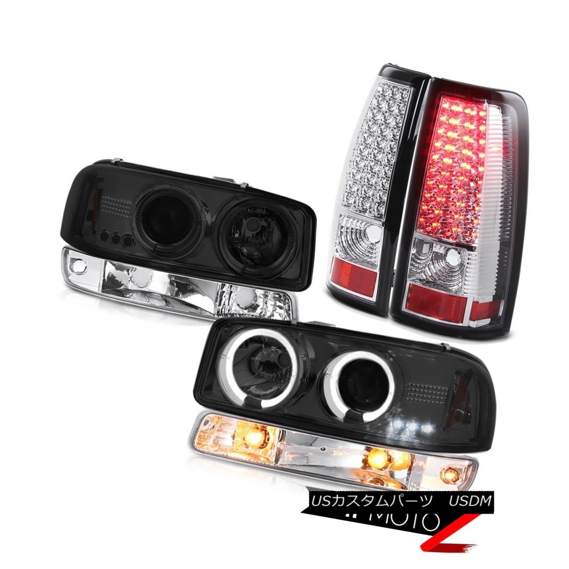 ヘッドライト 99 00 01 02 Sierra 6.6L Chrome led taillights bumper light headlights Halo Ring 99 ..