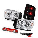ヘッドライト 06 Dodge Ram SLT Crystal Halo LED Headlights Taillights Sinister Black 3r...