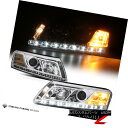 ヘッドライト Audi A6 S6 Euro Bright LED DRL Strip 2005-2008 Chrome Projector Headlights Pair アウディA6 S6ユーロブライトLED DRLストリップ2005-2008クロームプロジェクターヘッドライトペア