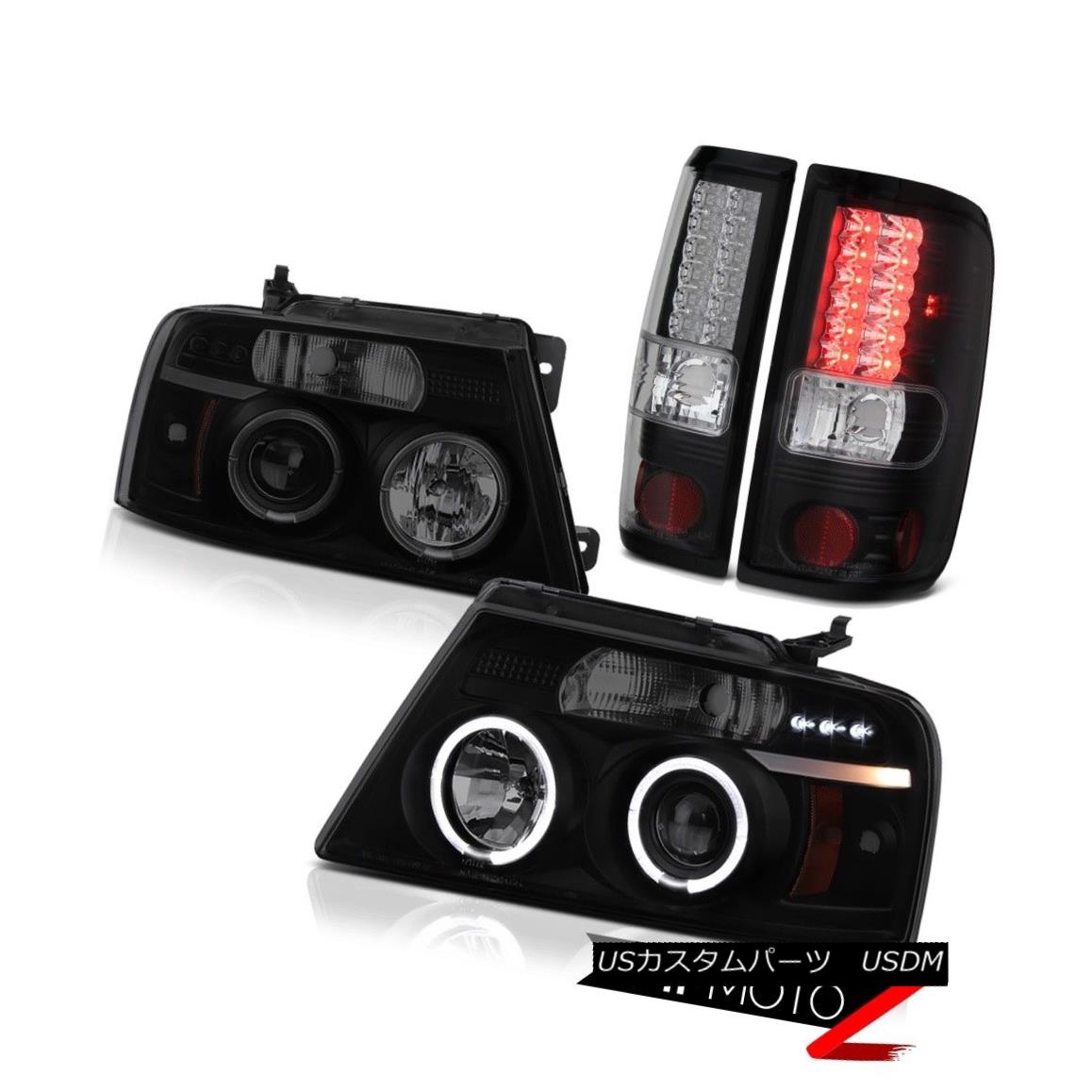 إåɥ饤 04-08 F150 XL XLT Truck PickUp Halo Headlight Smoke Black Brake...