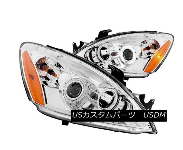 ヘッドライト ANZO 121103 Set of 2 Chrome CCFL Halo Projector Headlights for 04-07 Lancer ANZO 12..
