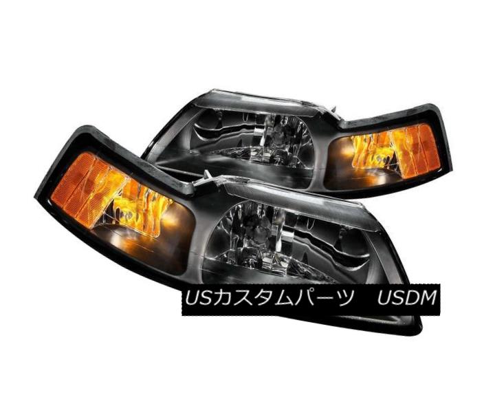 ヘッドライト ANZO 121040 Set of 2 Black Crystal Headlights for 99-04 Ford Mustang ANZO 121040 99-04 Ford Mustang用ブラッククリスタルヘッドライト2個セット