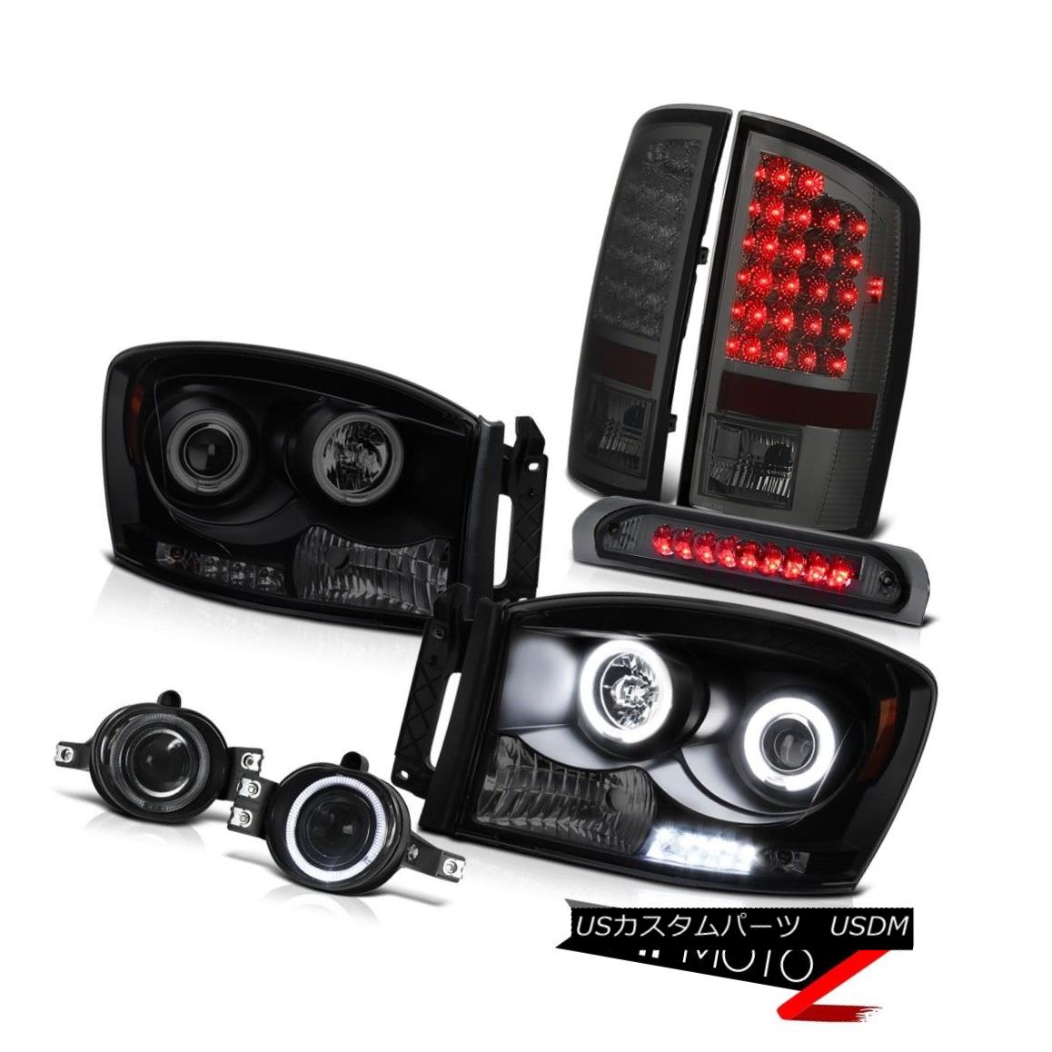 ヘッドライト Projector Headlamp Sinister Black CCFL LED Tail Lights Fog Third Brake Ram 07 08 プロジェクターヘッドランプ懐疑的な黒CCFL LEDテールライトフォグThird Brake Ram 07 08