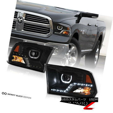 ヘッドライト 2013-2018 RAM 1500 LED Bar Tail Lamps Inky Black Headlights Driving Light PAIR 2013-2018 RAM 1500 LEDバーテールランプインキーブラックヘッドライトドライビングライトペア