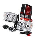 ヘッドライト 2007-2008 Ram ST Halo Angel Eye Headlights LED Bulbs Tail Lights Fog 3RD ...