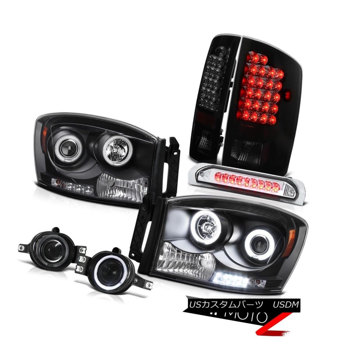 ヘッドライト Dodge Ram 2007 2008 CCFL Black Headlight Smoke LED 3Rd Brake Stop Light Lamp Fog Dodge Ram 2007 2007 CCFLブラックヘッドライトスモークLED 3Rdブレーキストップランプランプフォグ