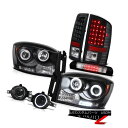 ヘッドライト 07 08 Ram SLT DRL CCFL Ring Headlights LED Black Taillamps Driving Fog 3R...