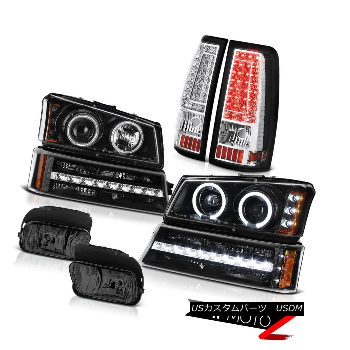 ヘッドライト 03 04 05 06 Silverado Smokey Fog Lamps Tail Matte Black Parking Light Headlamps 03 ..
