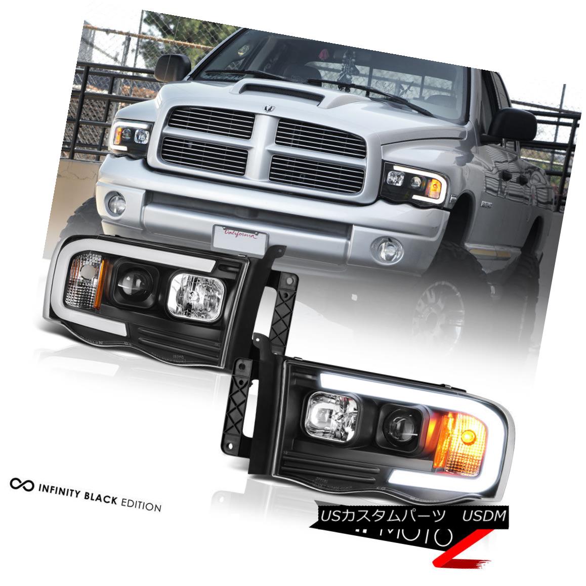 ヘッドライト 02-05 Dodge RAM Pickup 1500 2500 3500 Black LED Bar Neon DRL Projector Headlight 02-05ダッジRAMピックアップ1500 2500 3500ブラックLEDバーネオンDRLプロジェクターヘッドライト