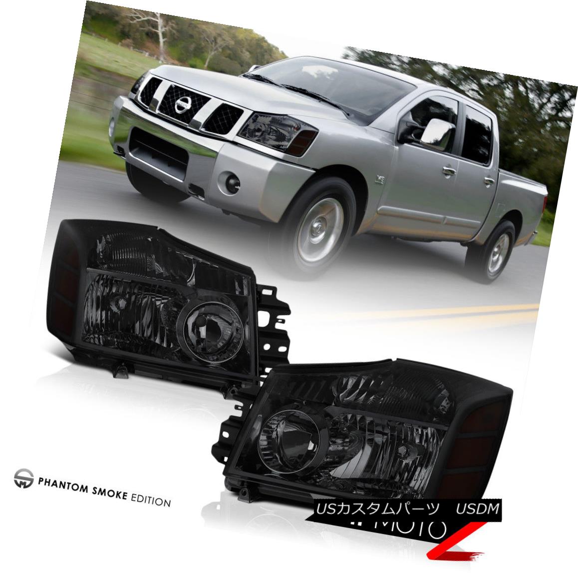 ヘッドライト For 2004-2015 Titan XE Smoke Headlights LEFT RIGHT Foglamps Roof Brake Cargo 2004?2015年度タイタンXEスモークヘッドライトLEFT RIGHT Foglamps Roof Brake Cargo