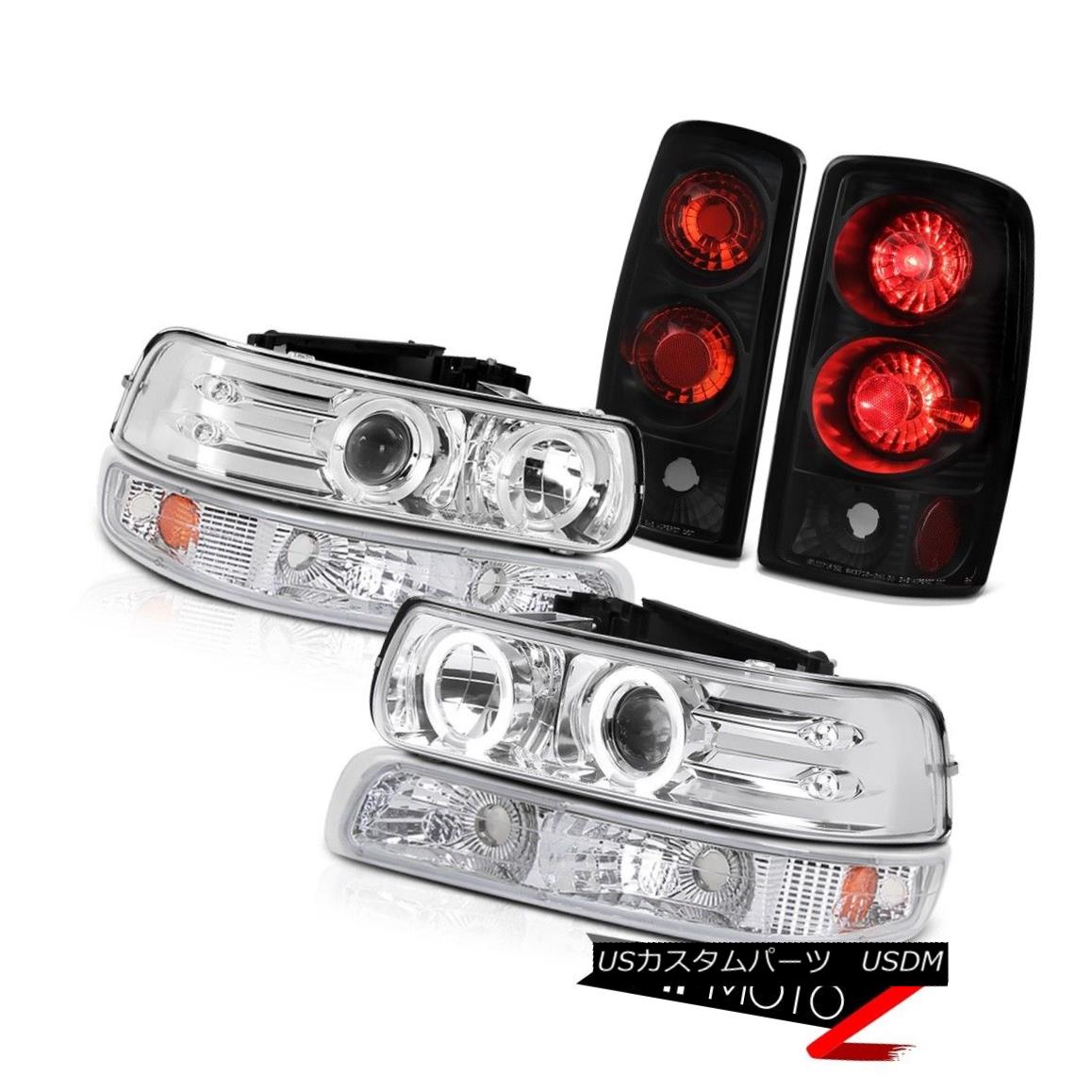ヘッドライト Crystal Halo LED Headlights Chrome Parking Rear Brake Tail Lights 00-06 Tahoe LS ク..