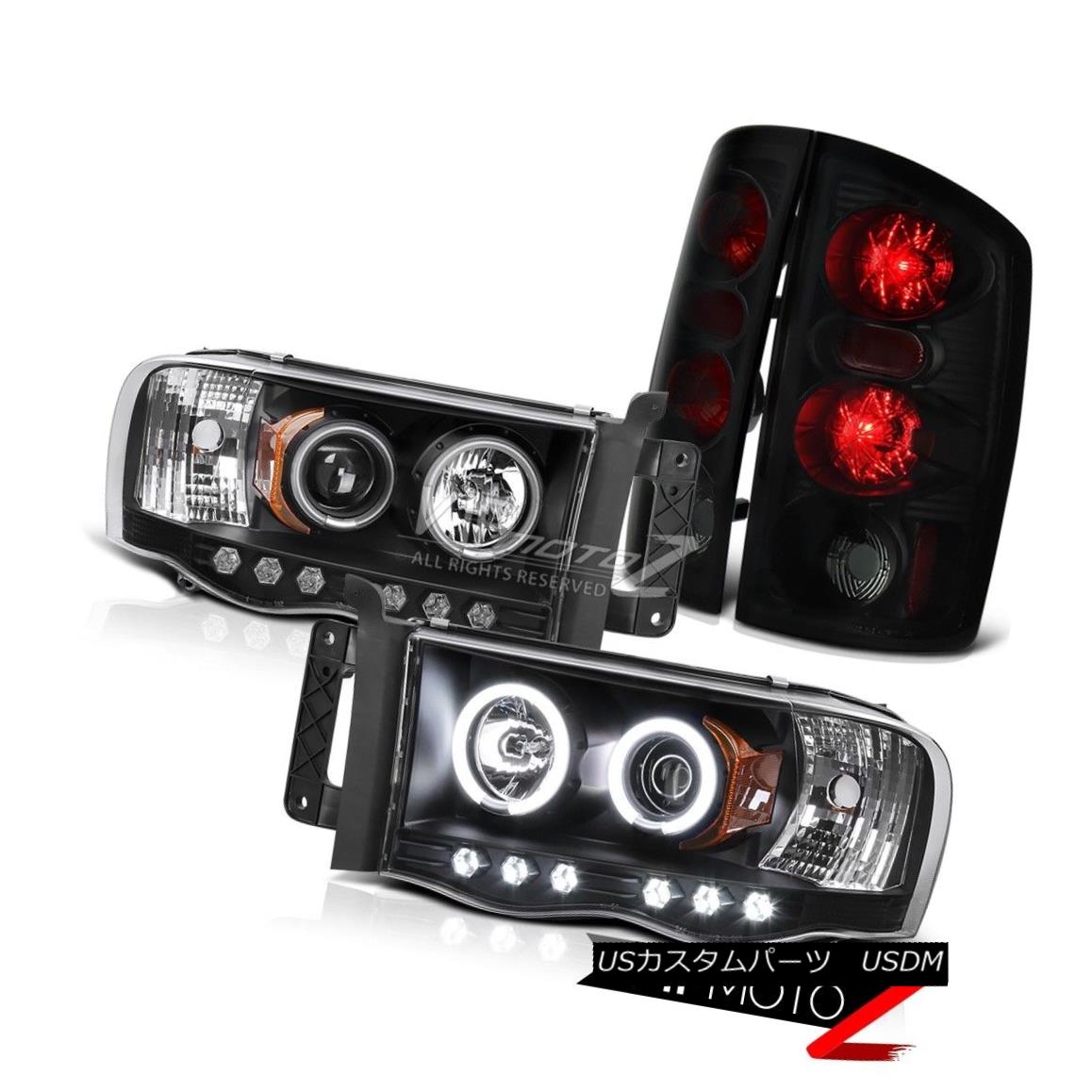 ヘッドライト 2002-2005 Dodge Ram Truck CCFL Halo LED Projector Headlights Smoke Tail Lights 2002-2005ダッジ・ラム・トラックCCFL Halo LEDプロジェクター・ヘッドライトスモークテール・ライト