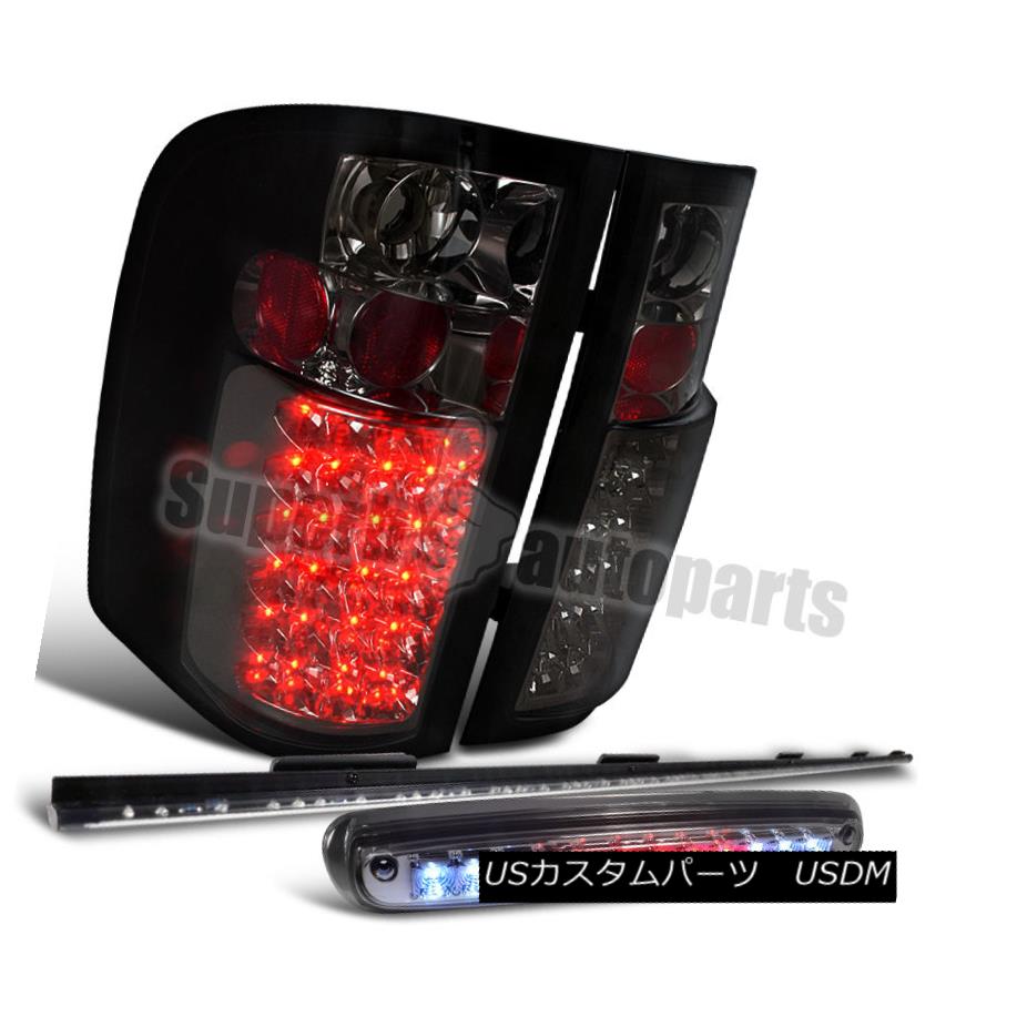 テールライト 2007-2012 Chevy Silverado Smoke LED Tail Lights+3rd Brake Lamp+60