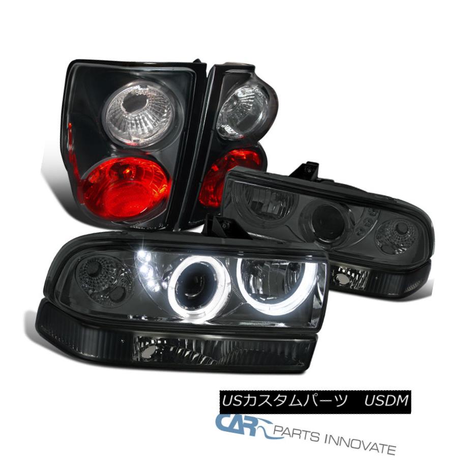テールライト 98-04 Chevy S10 Smoke SMD LED Halo Projector Head Bumper Lights+Black Tail Lamps 98-04 Chevy S10 Smoke SMD LEDハロープロジェクターヘッドバンパーライト+ブラックテールランプ