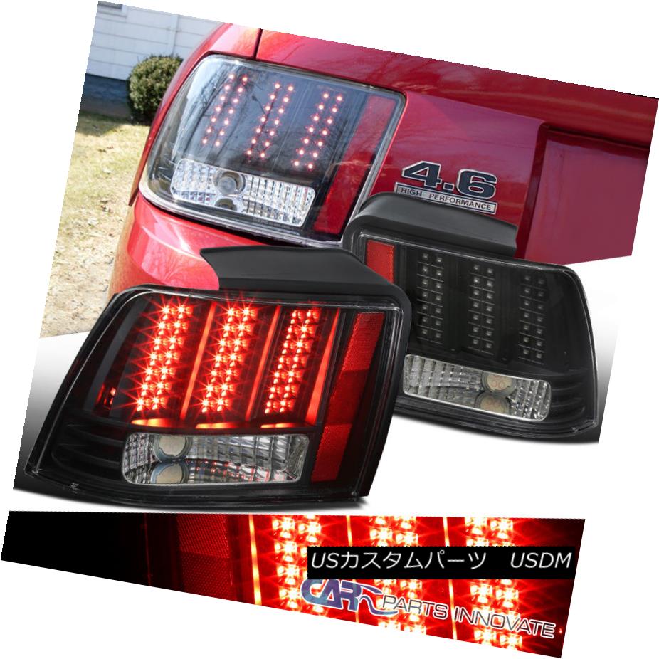 テールライト 99-04 Ford Mustang Black Sequential LED Style Tail Lights Rear Brake Lamps Pair 99-04フォードマスタングブラックシーケンシャルLEDスタイルテールランプリアブレーキランプペア