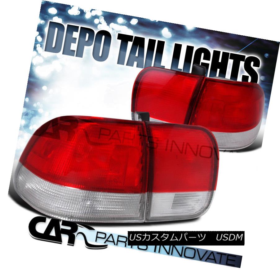テールライト Fit Honda 96-98 Civic 4Dr Sedan Tail Lights Brake Stop Rear Lamp Red Clear フィットホンダ96-98シビック4Drセダンテールライトブレーキストップリアランプレッドクリア
