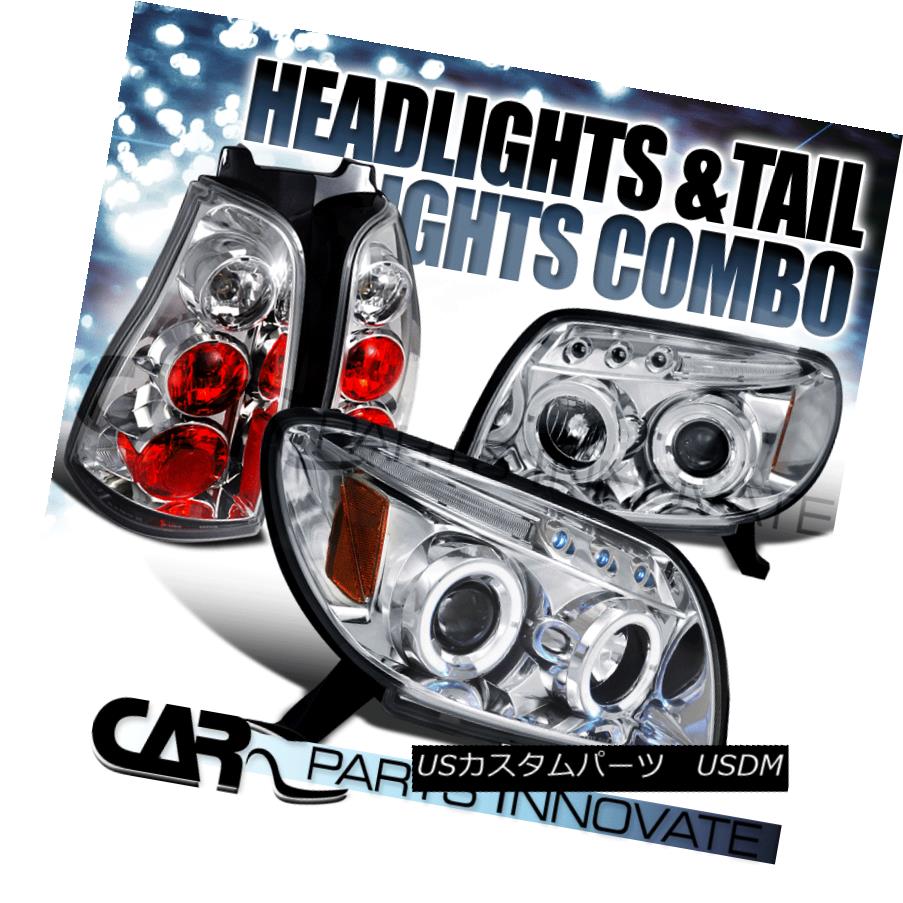 テールライト 03-05 4Runner Chrome LED Halo Projector Headlights+Clear Tail Brake Stop Lamps 03-05 4Runner Chrome LEDハロープロジェクターヘッドライト+ Cle arテールブレーキストップランプ
