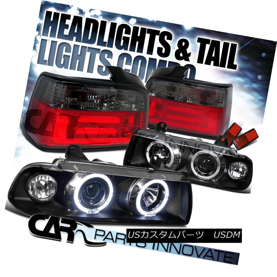 テールライト 92-98 BMW E36 318i 328i Sedan Halo Projector Headlights Red Smoke LED Tail Lamp 92-98 BMW E36 318i 328iセダンハロープロジェクターヘッドライト レッドスモークLEDテールランプ