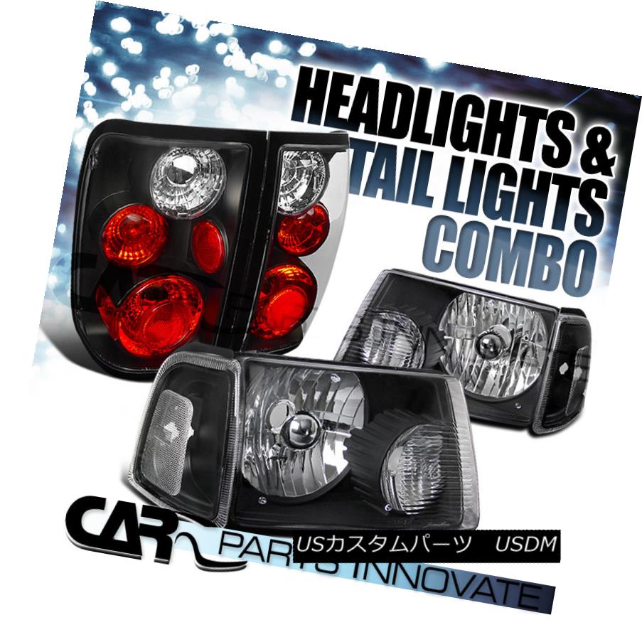 テールライト 2001-2005 Ranger Black Clear Headlights+Corner Signal Lamps+Black Tail Lights 2001-2005レンジャーブラッククリアヘッドライト+コルク nerシグナルランプ+ブラックテールライト