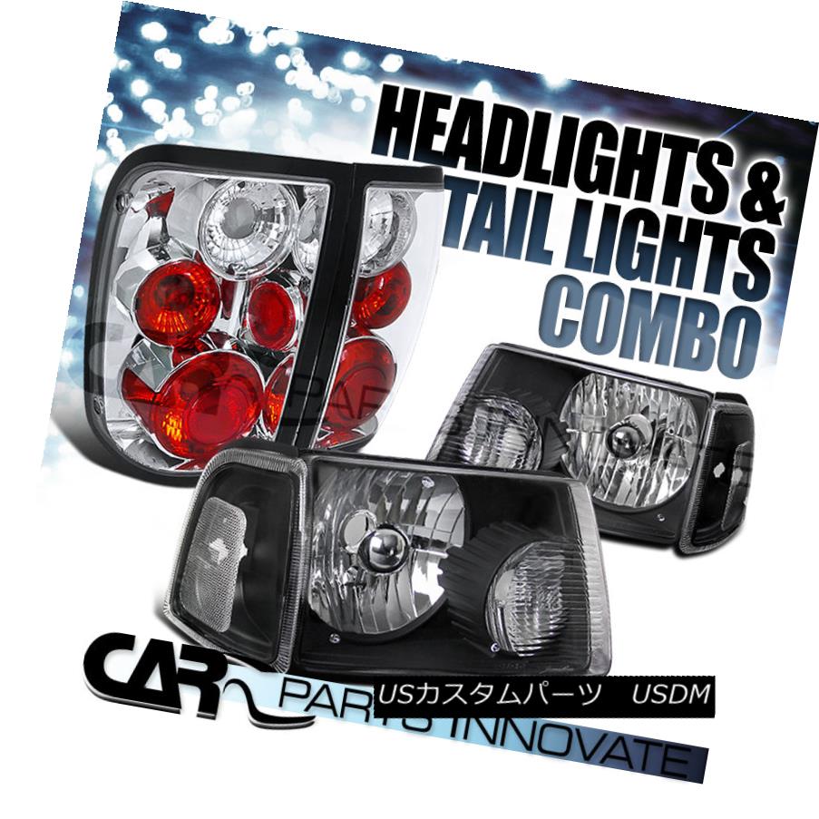 テールライト 2001-2005 Ranger Black Clear Headlights+Corner Signal Lamps+Chrome Tail Lights 2001-2005レンジャーブラッククリアヘッドライト+コルク nerシグナルランプ+クロームテールライト