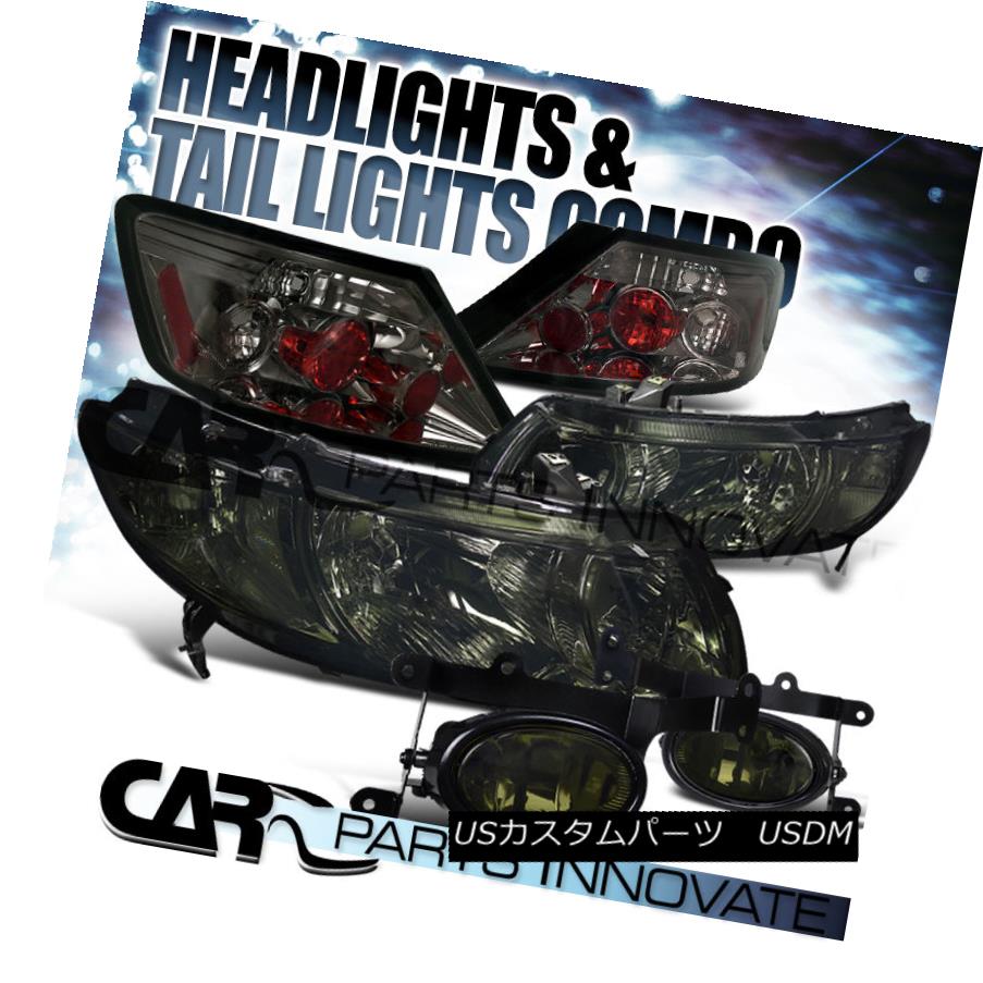テールライト For Honda 06-08 Civic 2Dr Coupe Crystal Smoke Headlight+Tint Fog Lamp+Tail Light ホンダ06-08シビック2Drクーペクリスタルスモークヘッドライト+ティントフォグランプ+テールライト