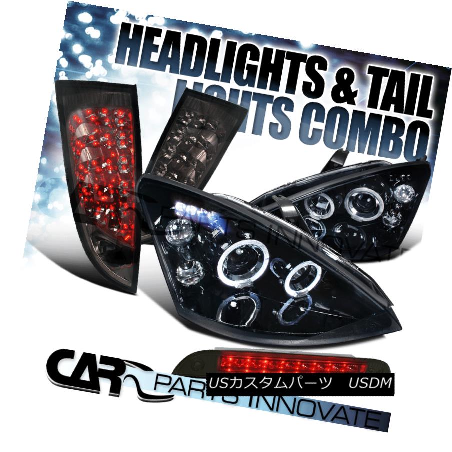 テールライト Glossy Black 00-04 FocuS HB Halo Projector Headlights+Smoke LED Tail Lamps Glossy Black 00-04 FocuS HB Haloプロジェクターヘッドライト+スモーキー ke LEDテールランプ