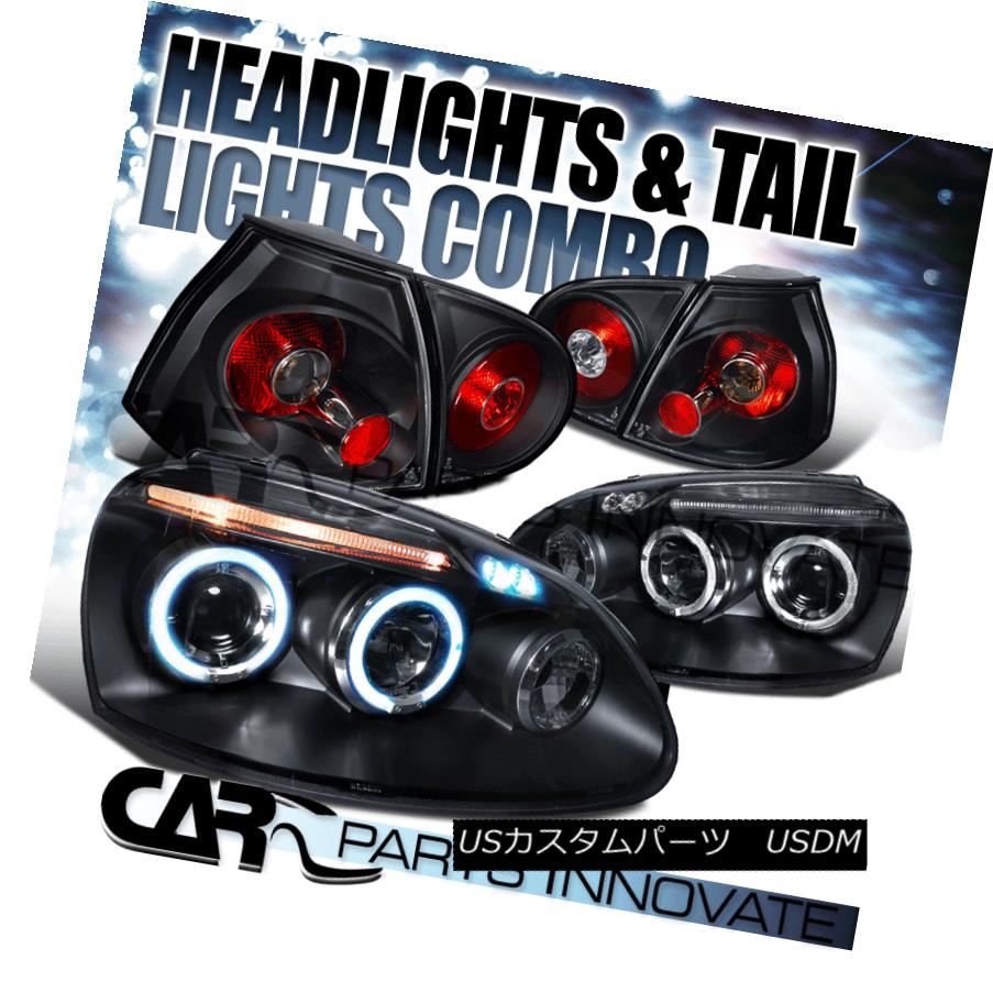 テールライト For 2006-2008 VW Golf Rabbit Halo LED Projector Headlights+Black Tail Lamps 2006-2008 VWゴルフラビットハローLEDプロジェクターヘッドライト+ Bla ckテールランプ用