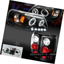 テールライト Ford 97-02 Expedition Black/Clear LED DRL Halo Projector Headlight+ Tail ...