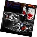 テールライト Dodge 94-01 Ram Pickup Black LED Headlights+Clear Rear Tail Lamps ダッジ94-0...
