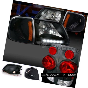 テールライト 97-03 F150 Black/Clear LED Headlight+Amber Corner Light+Tail Lamps Replacement 97-03 F150ブラック/クリアLEDヘッドライト+アンブ rコーナーライト+テールランプの交換