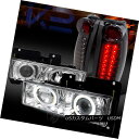 テールライト 88-98 Chevy C/K Pickup Chrome Halo LED Projector Headlights+Smoke LED Tail Lamps 88-98 Chevy C / KピックアップクロームハローLEDプロジェクターヘッドライト+スモーキー ke LEDテールランプ