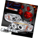 テールライト 97-03 F150 Chrome Halo Projector Headlights+LED 3rd Brake+Black 3D Tail Lights 97-03 F150クロームハロープロジェクターヘッドライト+ LED第3ブレーキ+ブラック3Dテールライト