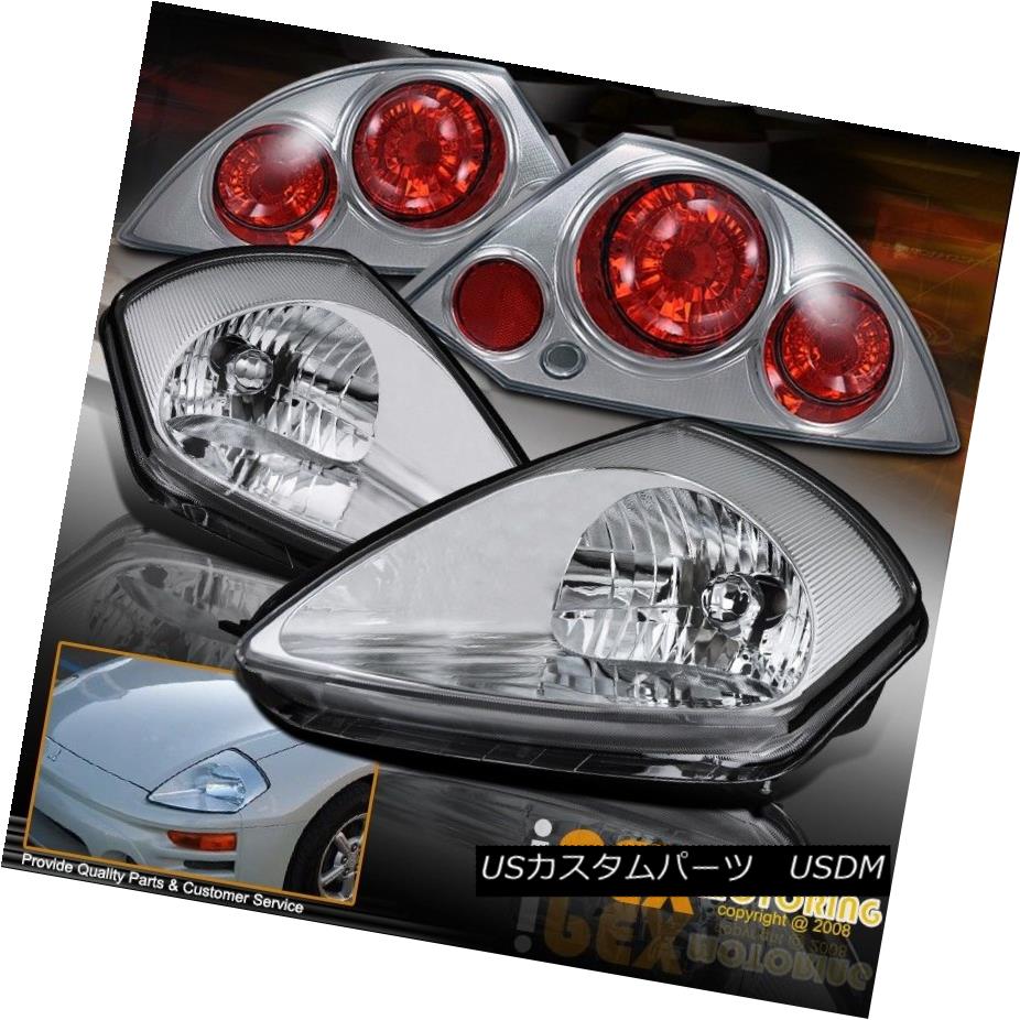 テールライト 4PCS Head Lamps + Tail Lights For 2000-2002 Mitsubishi Eclipse JDM Chrome Combo 4PCSヘッドランプ+テールライト2000-2002三菱Eclipse JDMクロムコンボ