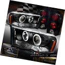 テールライト 2002-2005 Dodge Ram Halo Projector LED Black Headlights + Dark Smoke Tail Light 2002-2005 Dodge Ram HaloプロジェクターLEDブラックヘッドライト+ダークスモークテールライト(2)