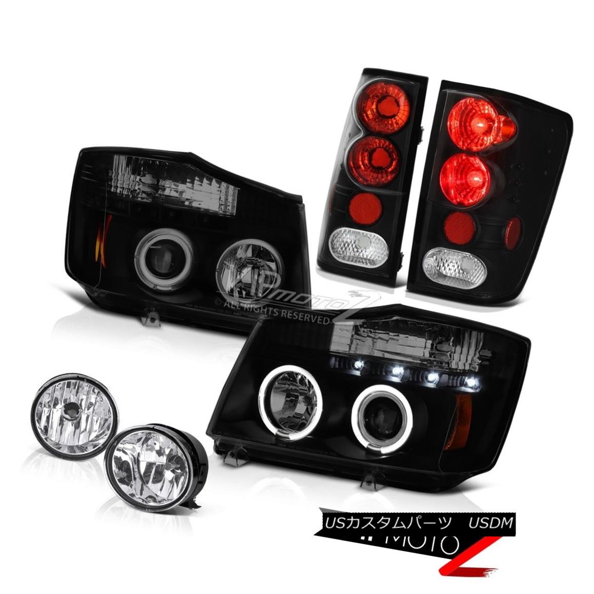 テールライト For 04-15 Titan Smoke Angel Eye Headlight Rear Black Tail Light Euro Chrome Fog 04-15タイタンスモークエンジェルアイヘッドライトリアブラックテールライトユーロクロムフォグ