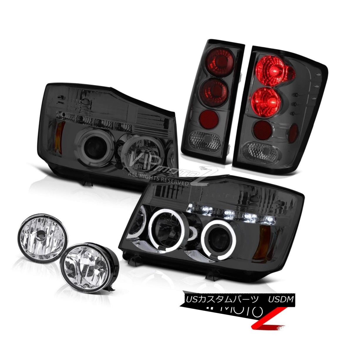 テールライト For 04-15 Titan SE L.E.D Halo Headlight Smoke Red Tail Light Chrome Bumper Fog 04-15タイタンSE L.E.Dのためのヘビーヘッドライト煙レッドテールライトクロームバンパーフォグ