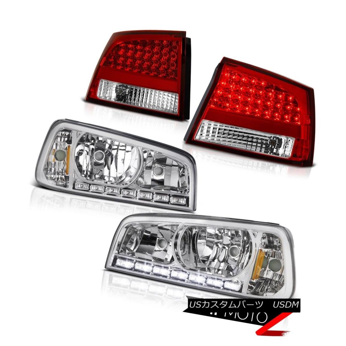 テールライト 2009 2010 Dodge Charger Chrome LED Daytime Headlight Brake Lamp Rosso Taillights 20..
