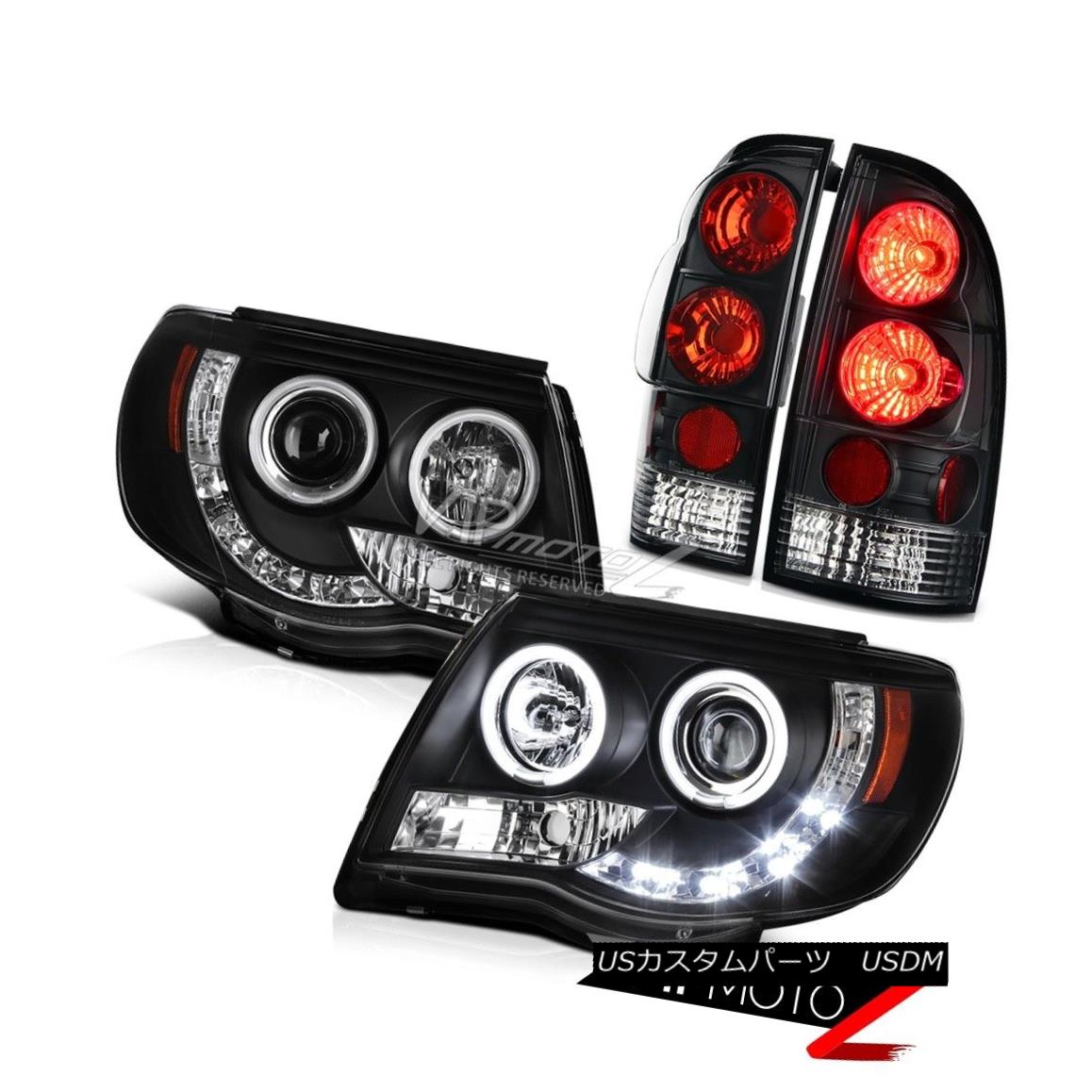 テールライト 2005-2011 Toyota Tacoma DRL CCFL Halo LED Headlights Black Rear Brake Tail Light 2005-2011トヨタタコマDRL CCFL Halo LEDヘッドライトブラックリアブレーキテールライト