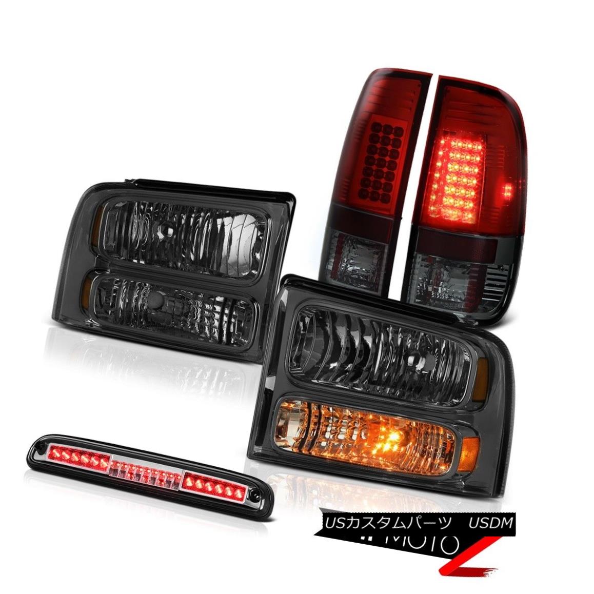 テールライト 05-07 F350 XLT Tinted Headlamps Smokey Red Tail Light Euro Clear Third Brake LED 05..