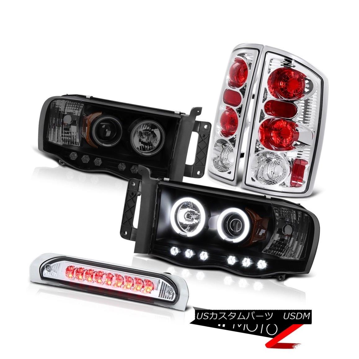 テールライト 2002-2005 Ram Magnum 5.9L Laramie Smoke CCFL Halo Headlight Rear Tail Light Lamp 2002-2005ラムマグナム5.9Lララミー煙CCFLハローヘッドライトリアテールライトランプ