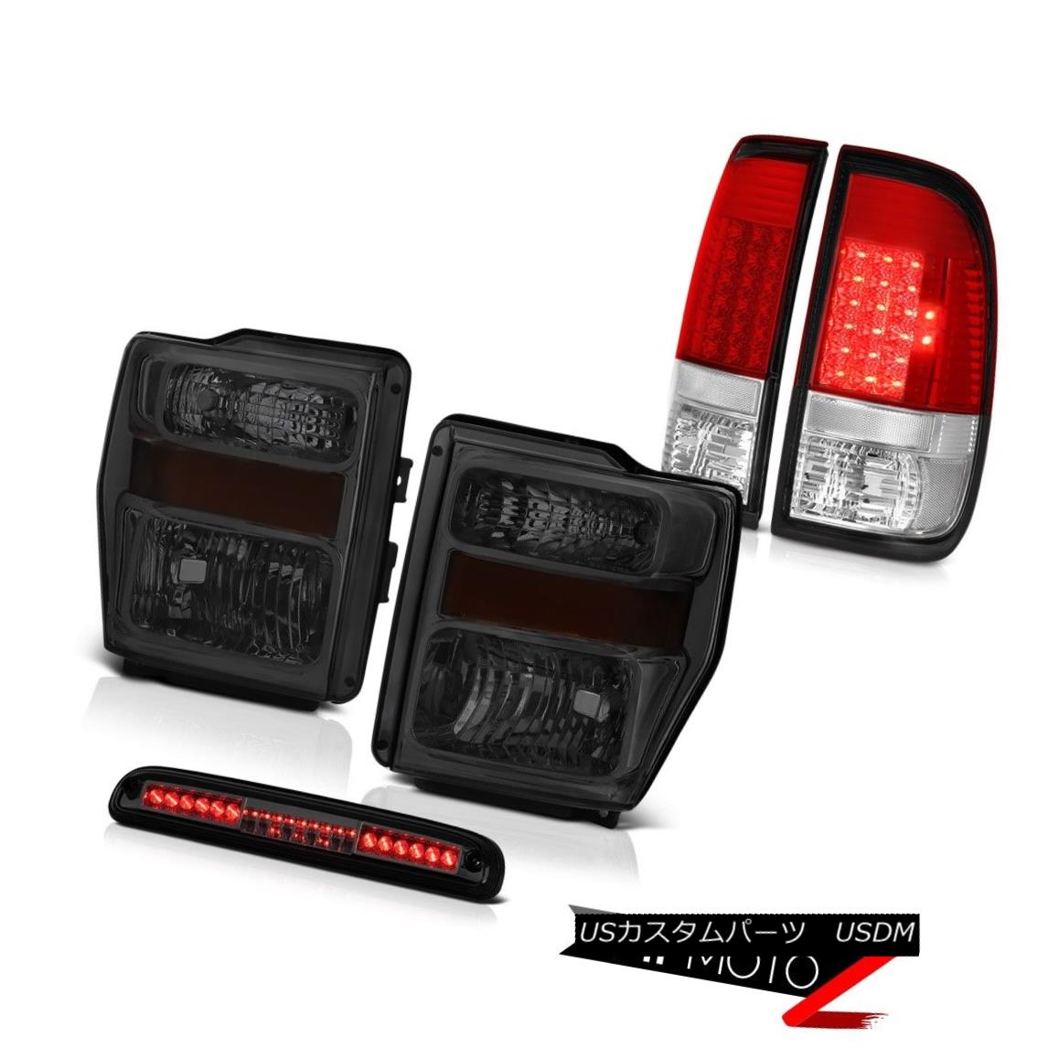 ơ饤 08 09 10 F250 King Ranch Smoke Headlights LEFT RIGHT Red LED Taillights High 3rd 08 09 10 F250󥰥إåɥ饤LEFT RIGHTֿLEDϥ3