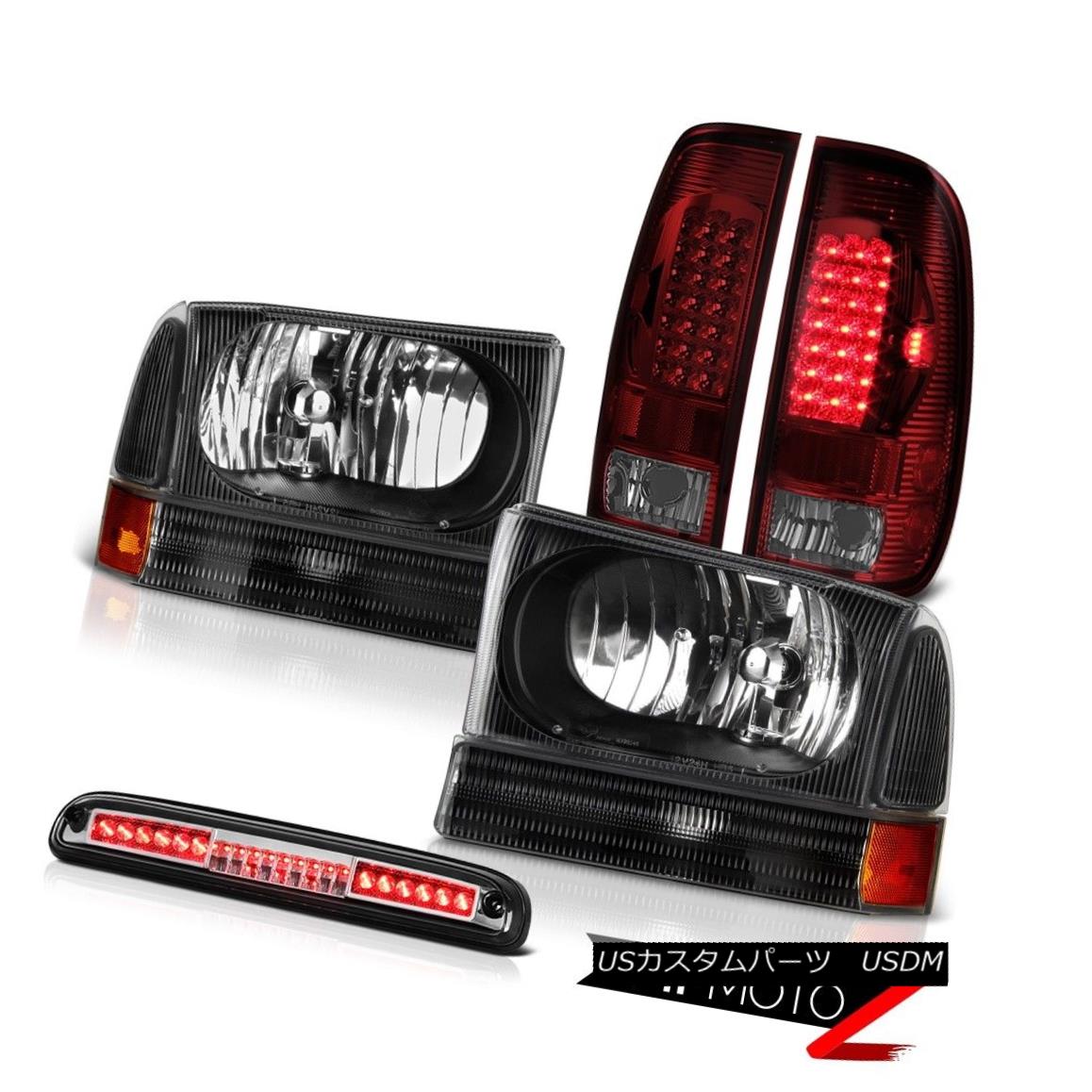 テールライト L+R Black HeadLights LED Bulbs Tail Lights High Stop Show Chrome 99-04 Ford F350 L + RブラックヘッドライトLED電球テールライトハイストップショークロム99-04 Ford F350