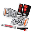 テールライト Clear Angel Eye Headlights Rear Brake Lights Third Cargo LED For 2004-201...