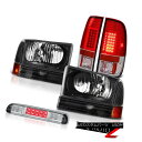 テールライト Satin Black Headlamps Brake Tail Lights LED Third Cargo 1999-2004 Ford F2...