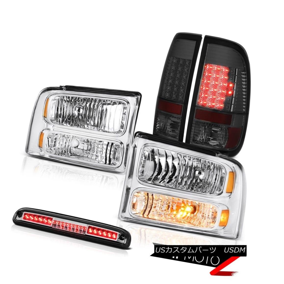 ơ饤 2005 2006 2007 F350 7.3L Chrome Front Headlamps Dark LED Brake Tail Lights Roof 2005 2006 2007 F350 7.3LեȥإåɥץLED֥졼ơ饤ȥ롼