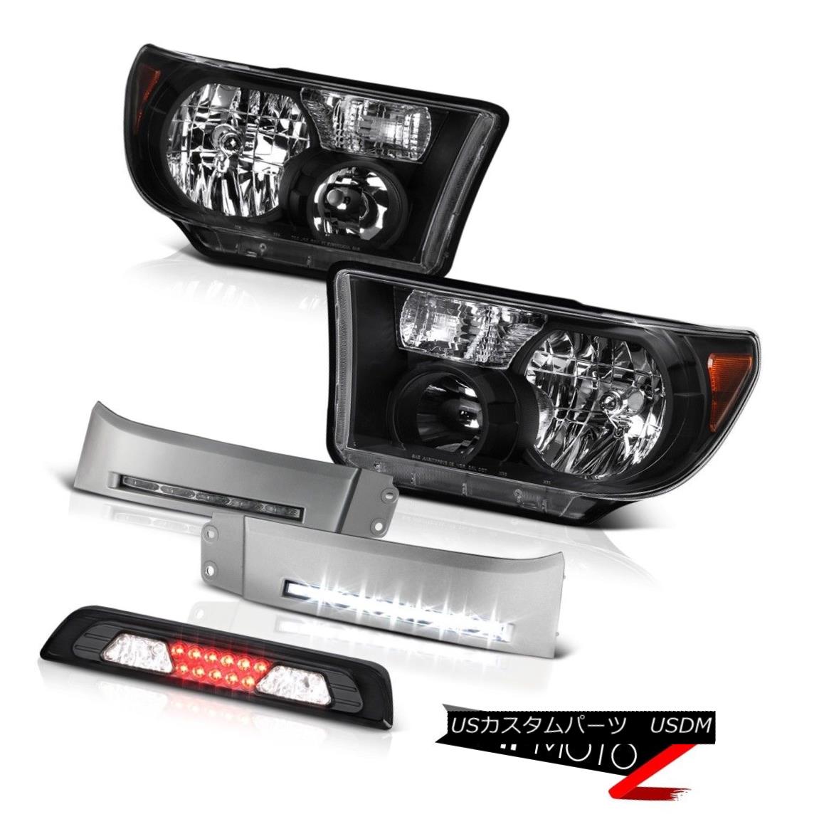 テールライト 07-13 Toyota Tundra SR5 Headlamps DRL Strip Titanium Smoke Third Brake Lamp LED 07-13トヨタトンドラSR5ヘッドランプDRLストリップチタンスモーク第3ブレーキランプ