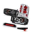 テールライト Halo Smoke Headlights Chrome Brake Tail Lights 3rd Cargo LED 02-05 Ram Po...