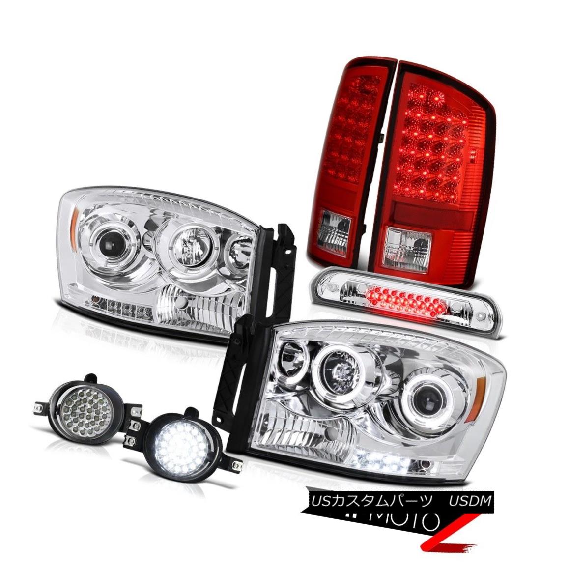 テールライト 07 08 Ram Magnum V8 Chrome Halo Headlights LED Tail Lights Bumper Fog High Brake 07 08ラムマグナムV8クロームハローヘッドライトLEDテールライトバンパーフォグハイブレーキ