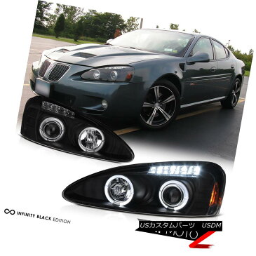 テールライト 2004-2008 Pontiac Grand Prix Black DRL Headlights Cleare LED Rear Tail Lights 2004-2008ポンティアックグランプリブラックDRLヘッドライトクリアLEDリアテールライト